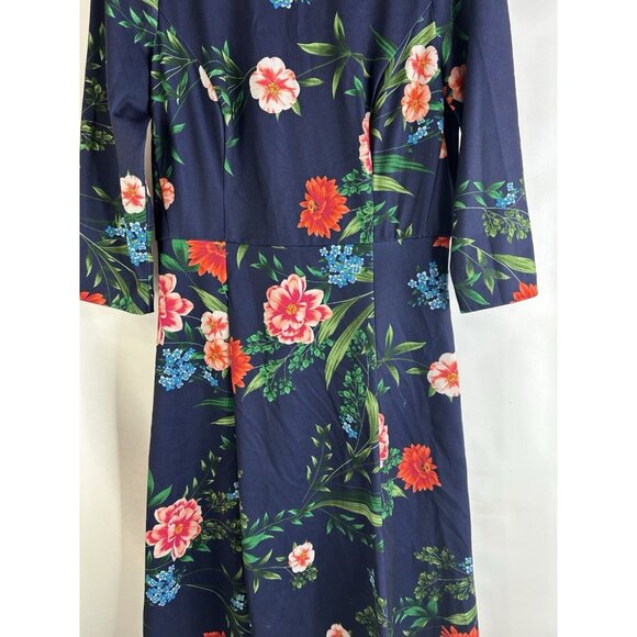 New Eliza J Garden Floral 3/4 Sleeve A Line Dress - Picture 6 of 8